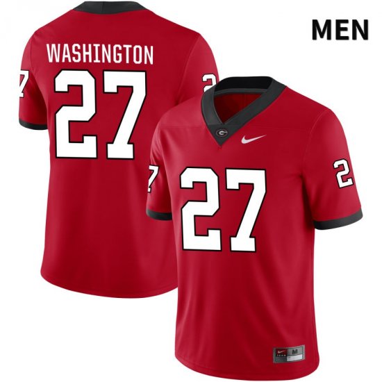 Men's Georgia Bulldogs NCAA #27 C.J. Washington Nike Stitched Red NIL 2022 Authentic College Football Jersey ZQO4154VK